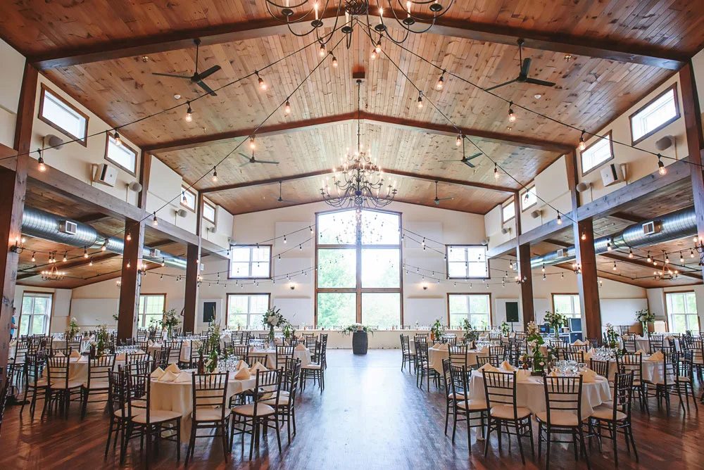 The Great Room at The Barn at Hornbaker Gardens, set for a celebration.