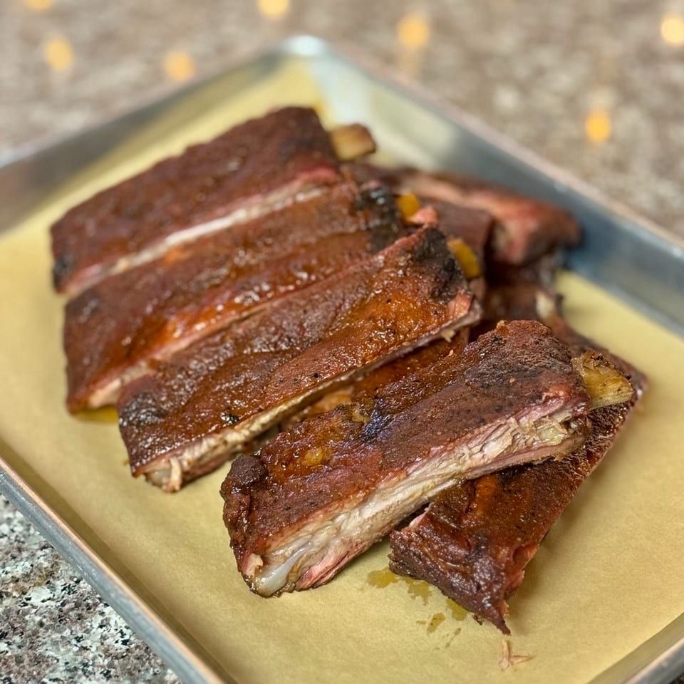 Smoked ribs at Rossy’s BBQ Joint in Wyanet